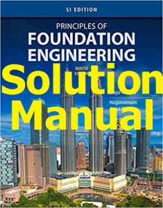 Solution Manual Principles of Foundation Engineering SI Edition 9th Edition Braja Das Nagaratnam Sivakugan